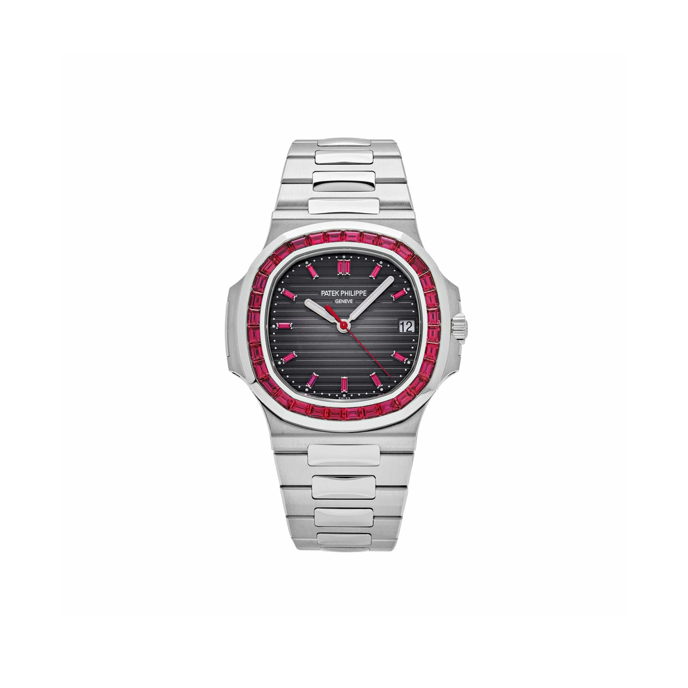 P**ek Ph**ppe nautilus platinum grey dial ruby bezel 5711/112p-001